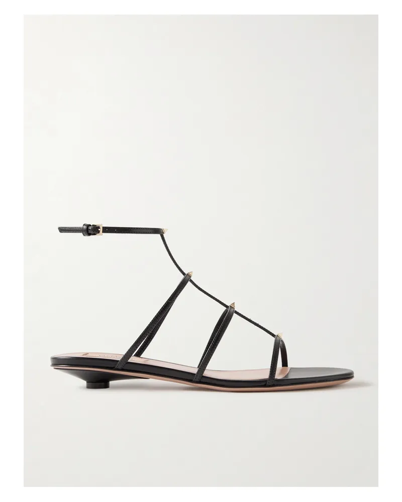 Valentino Garavani Rockstud Wispy 20 Sandalen Aus Leder Mit Verzierungen - Schwarz Schwarz