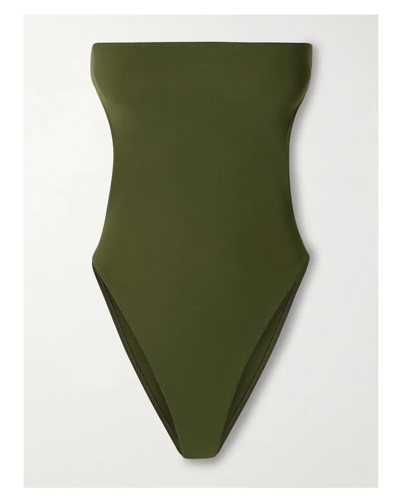Saint Laurent Trägerloser Badeanzug Mit Cut-outs - Grün Grün