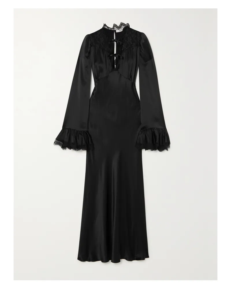 Rodarte Maxikleid Aus Seiden-charmeuse Mit Besätzen Und Einsätzen Aus Spitze Und Schleifen - Schwarz Schwarz