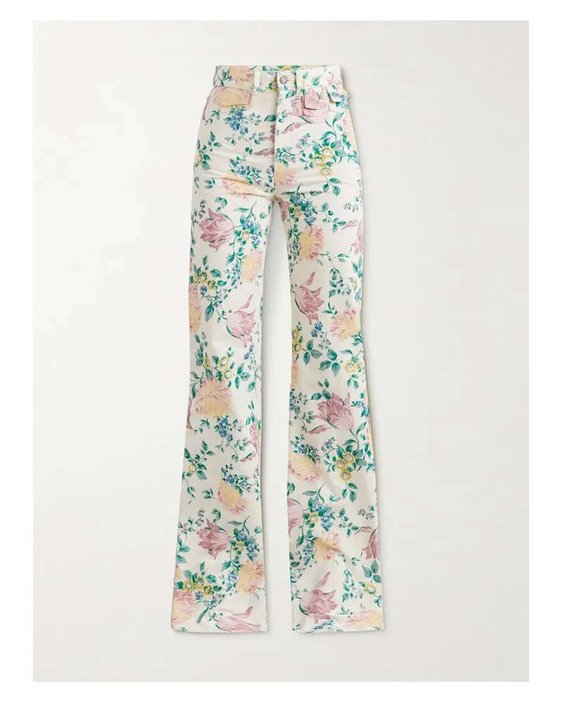 Chloé Hoch Sitzende Jeans Mit Geradem Bein Und Blumenprint - Grün Grün