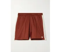 Motion Shorts Aus Jersey Mit Mesh-einsätzen Und Stickerei - Braun
