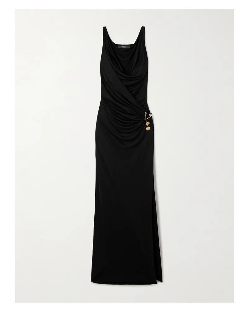 Versace Robe Aus Jersey Mit Verzierungen - Schwarz Schwarz
