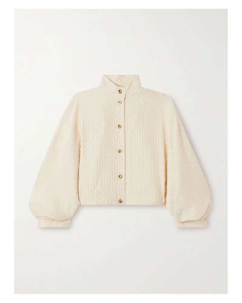 Loro Piana Verkürzte Jacke Aus Gestepptem Seiden-cloqué - Elfenbein Elfenbein