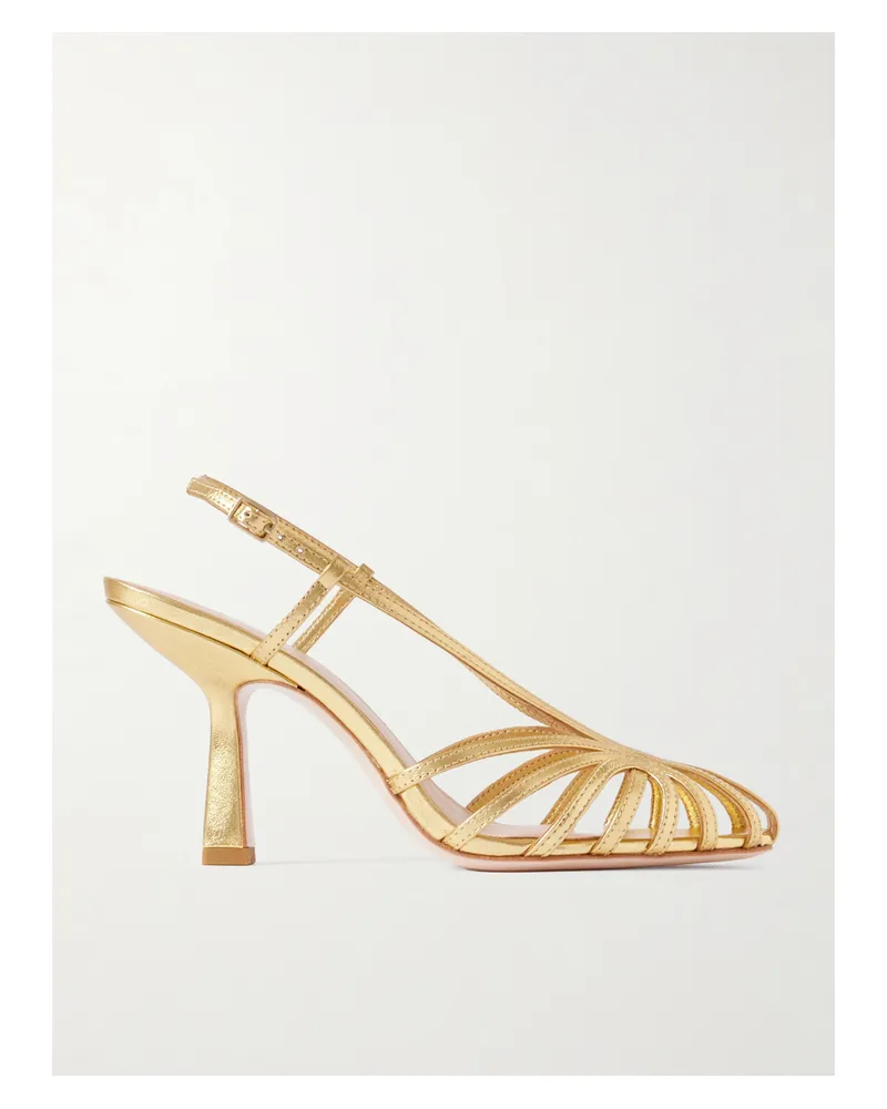 Loeffler Randall Alexandra Sandalen Aus Metallic-leder - Gold Gold
