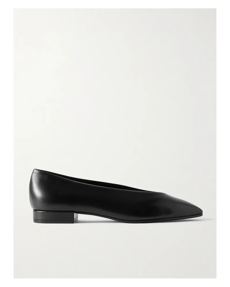 Loro Piana Rebecca Leather Point-toe Flats - Black Black