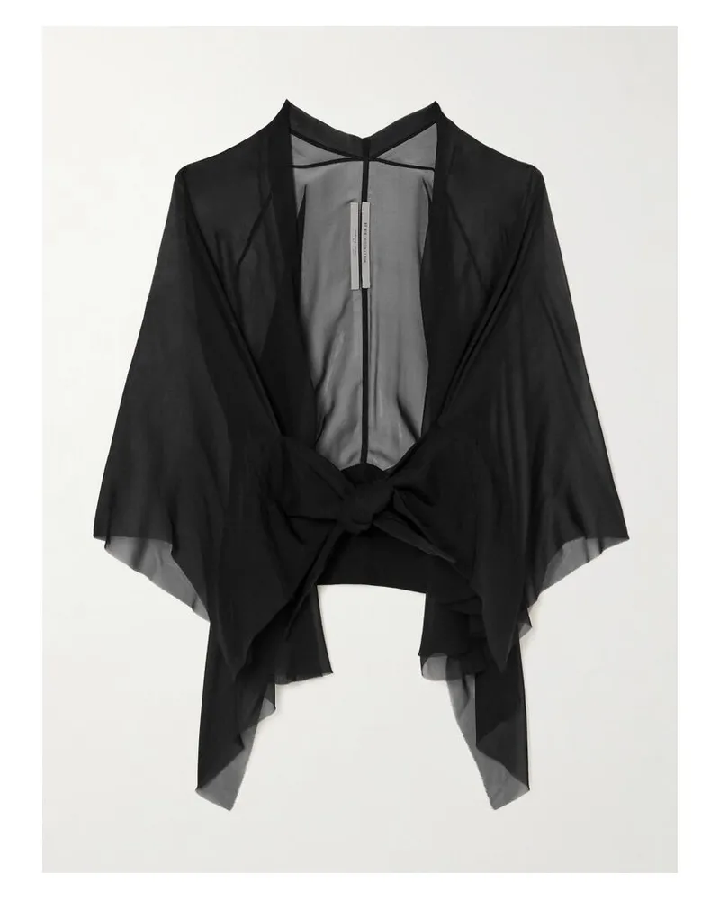 Rick Owens Asymmetrisches Oberteil Aus Seidenchiffon Zum Binden - Schwarz Schwarz
