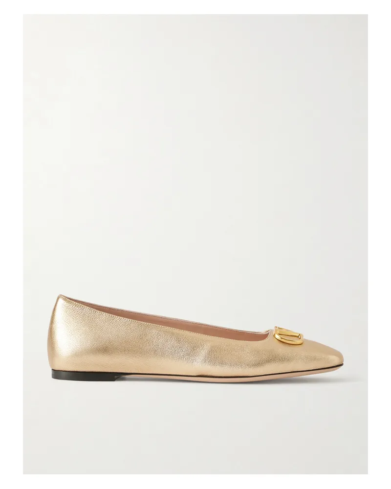 Valentino Garavani Vlogo Ballerinas Aus Metallic-leder Mit Verzierung - Gold Gold