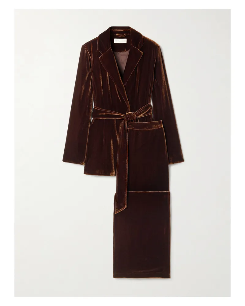 Olivia von Halle Jagger Pyjama Aus Samt - Braun Braun