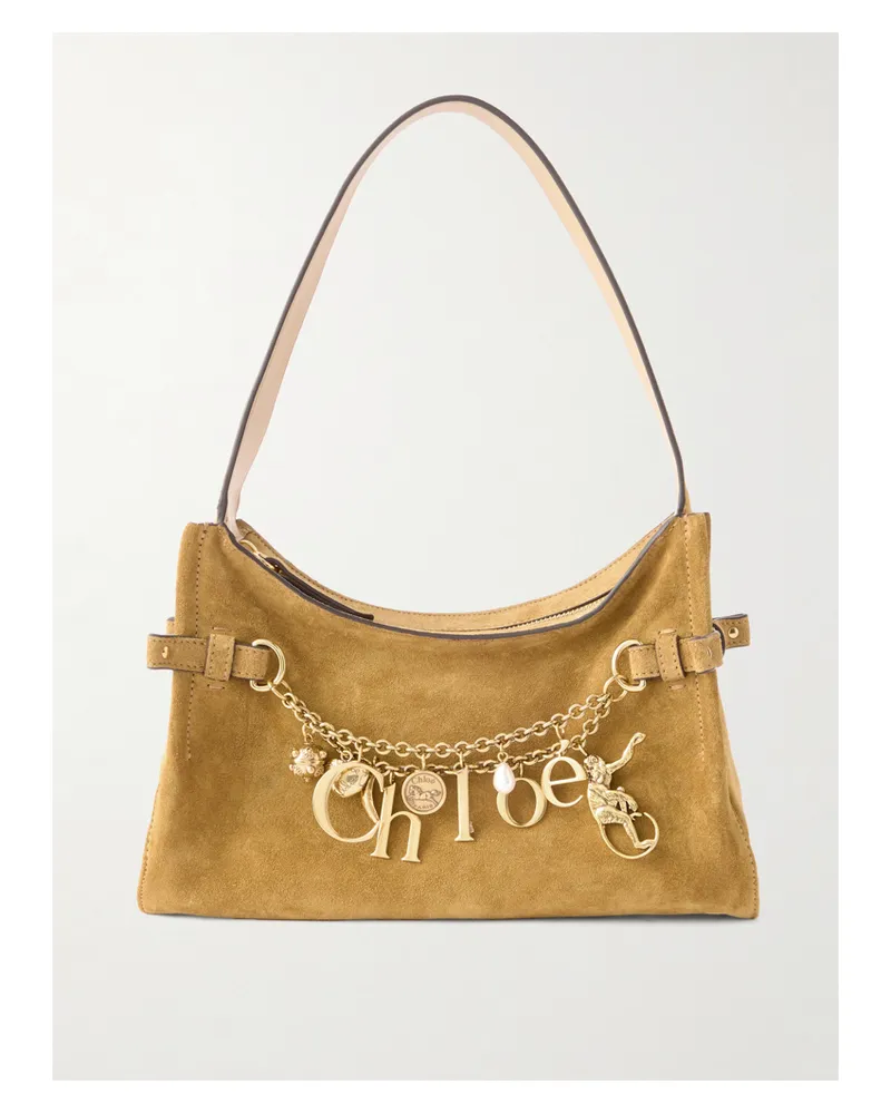 Chloé Schultertasche Aus Veloursleder Mit Verzierungen - Braun Braun
