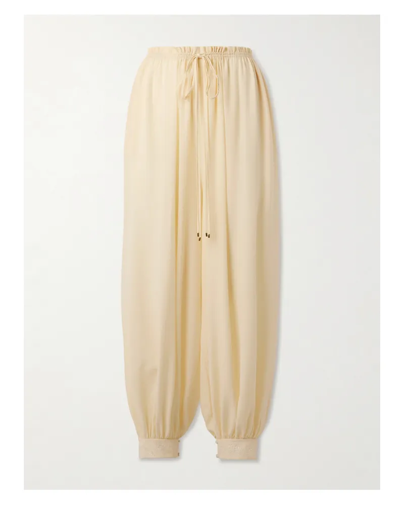 Chloé Hose Aus Seide Mit Stickereien - Creme Creme