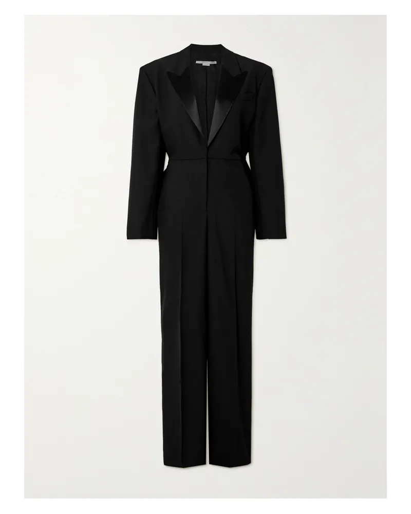 Stella McCartney Net Sustain Jumpsuit Aus Wolle Mit Satinbesatz - Schwarz Schwarz