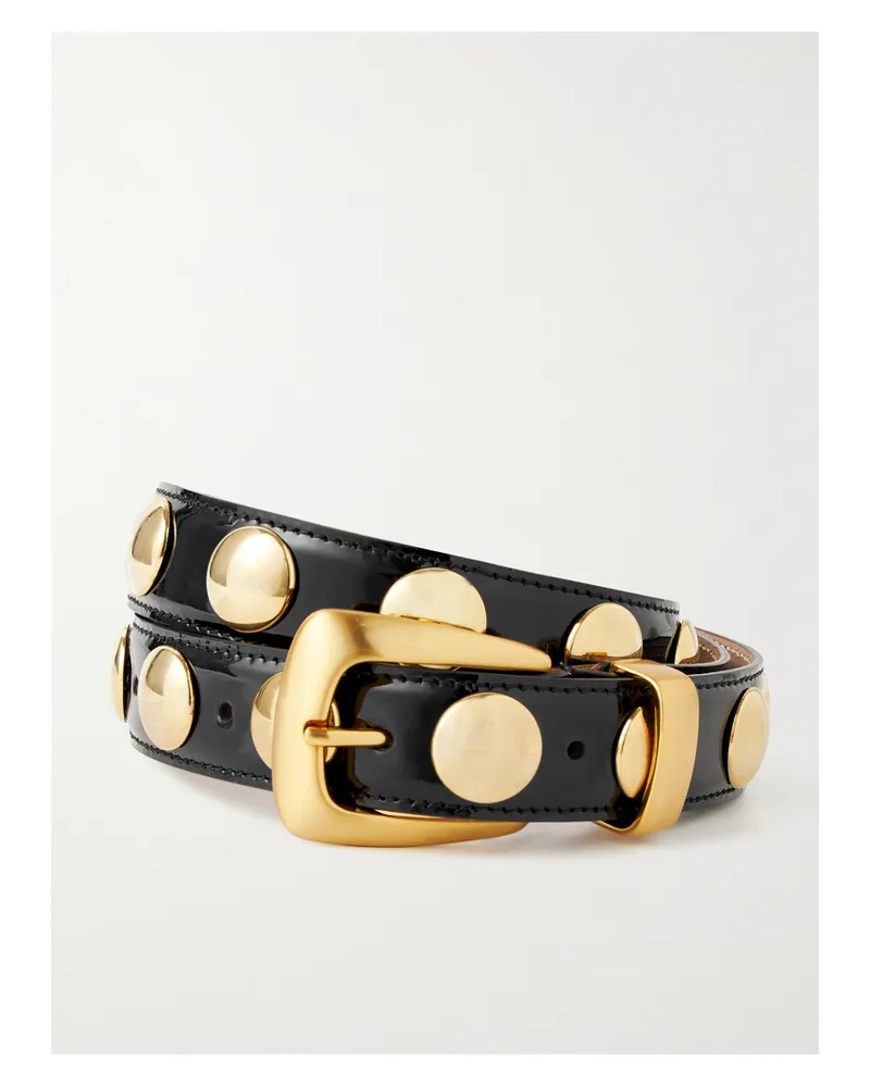 KHAITE Benny Studded Patent-leather Belt - Black Black