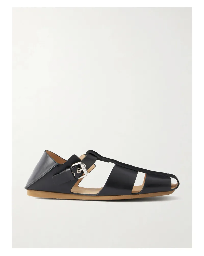 Christophe Lemaire Fisherman Leather Sandals - Black Black