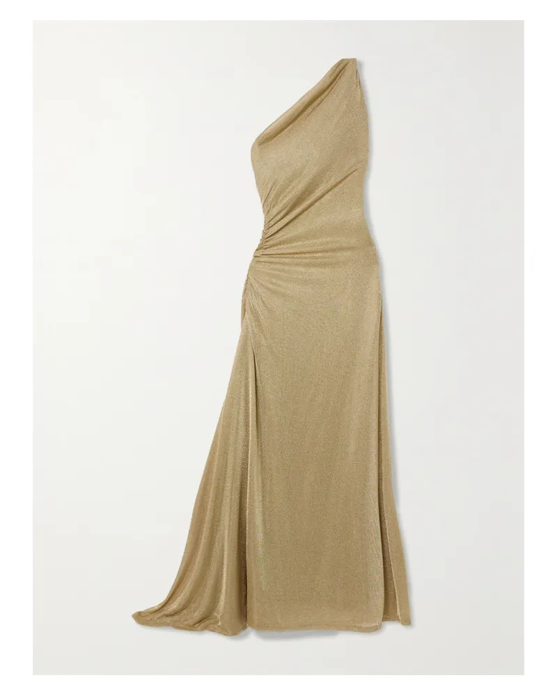 TOVE Vivien Asymmetrisches Maxikleid Aus Metallic-strick Mit Raffungen - Gold Gold
