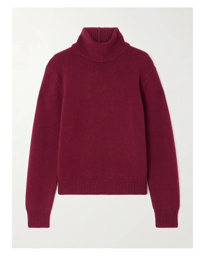 Anine Bing Idra Wool And Cashmere-blend Turtleneck Sweater - Burgundy Burgundy
