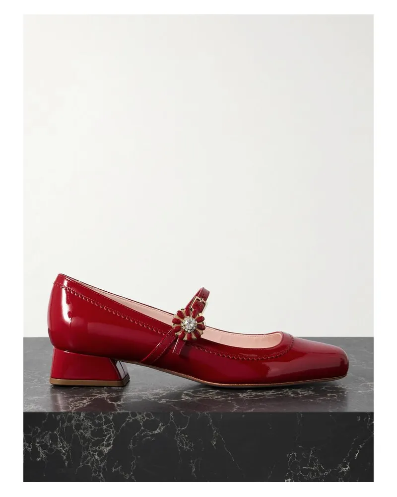 Roger Vivier Très Vivier Flower 25 Mary-jane-pumps Aus Lackleder Mit Kristallen - Rot Rot