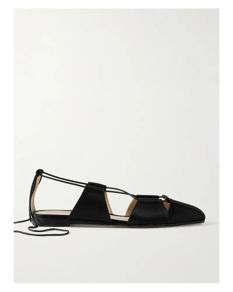 Le Monde Béryl Greek Flache Schuhe Aus Seidensatin Zum Binden - Schwarz Schwarz