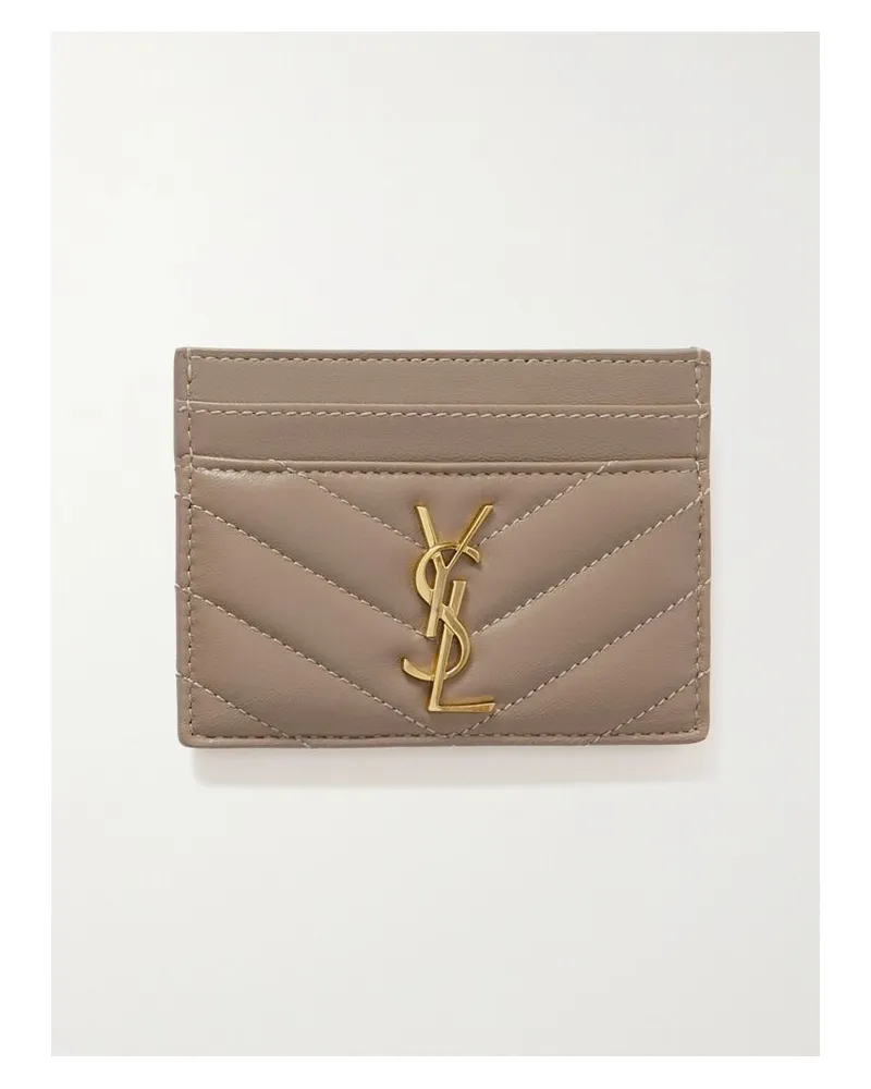 Saint Laurent Cassandre Kartenetui Aus Matelassé-leder - Grau Grau