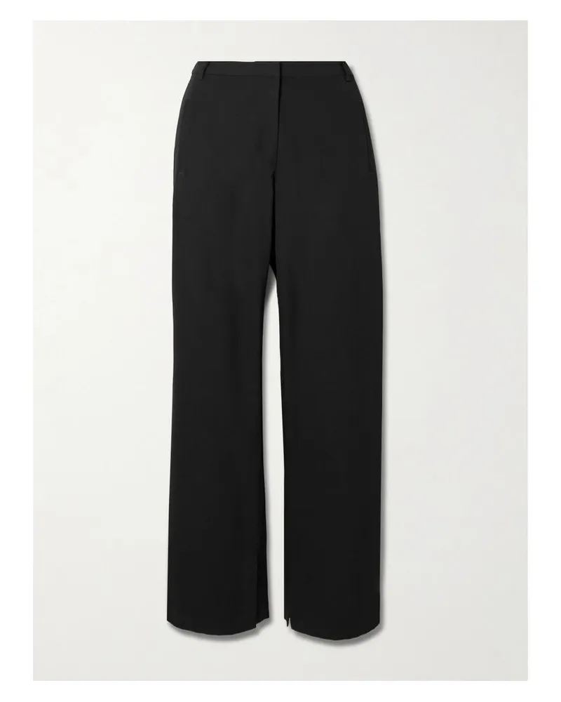 St. Agni 90s Split Ausgestellte Hose Aus Crêpe - Schwarz Schwarz