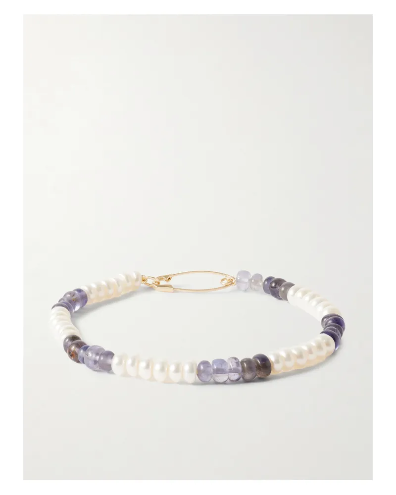 Loren Stewart 14-karat Gold, Iolite And Pearl Bracelet - Blue Blue