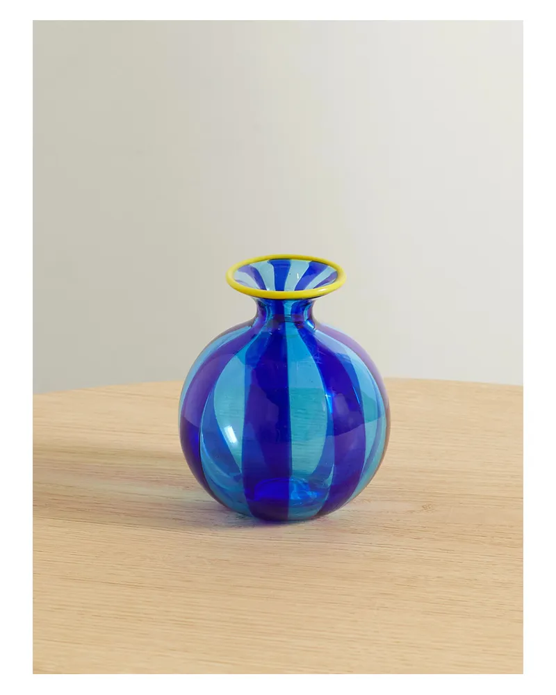 La DoubleJ Ciccio Mini Striped Murano Glass Vase - Blue Blue