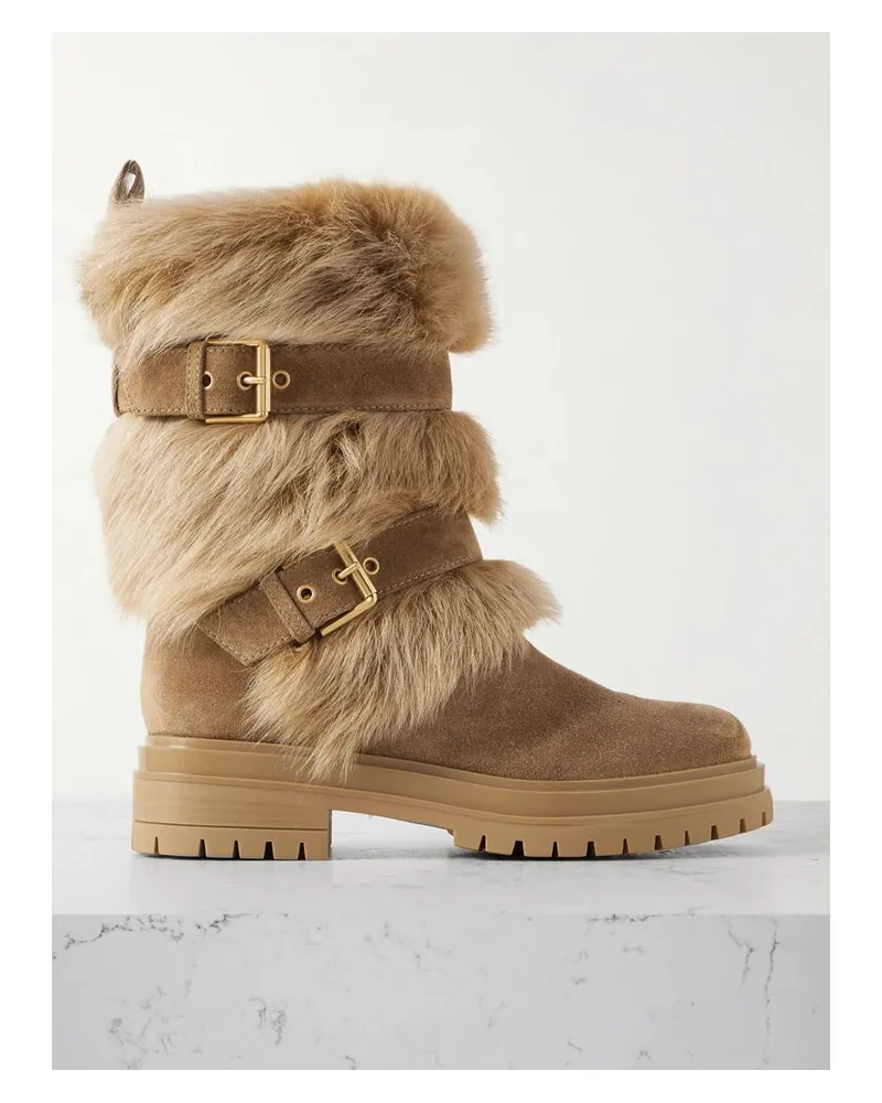 Gianvito Rossi Maverick 35 Schneestiefel Aus Veloursleder Und Shearling - Braun Braun