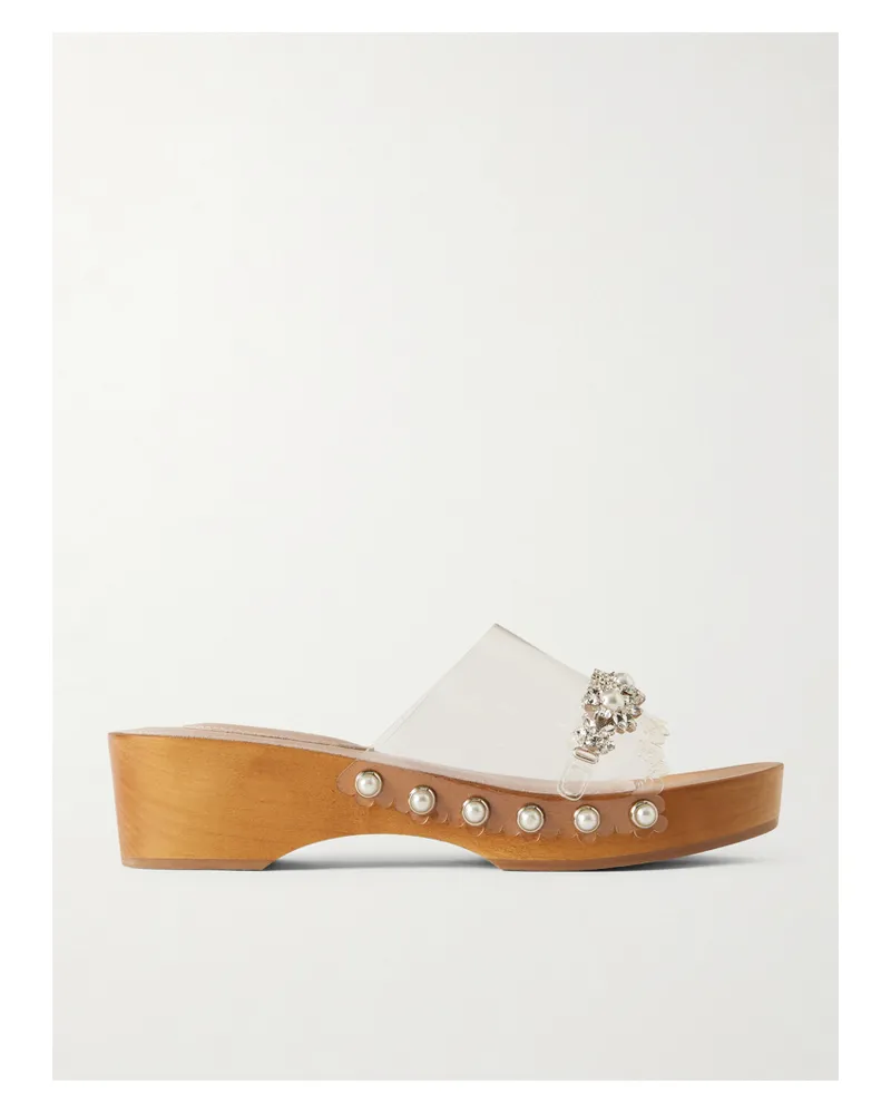 Simone Rocha Crystal-embellished Pu Clogs - Neutrals Neutrals
