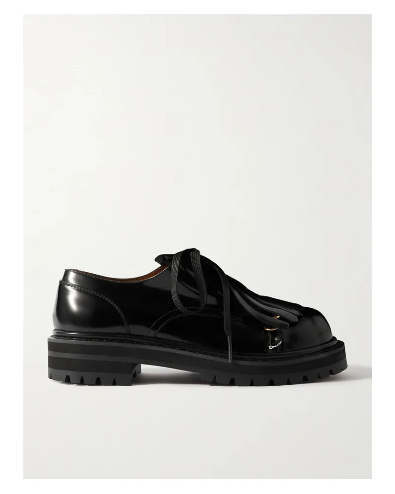 Marni Dada Schnürschuhe Aus Glanzleder Mit Fransen Und Verzierung - Schwarz Schwarz