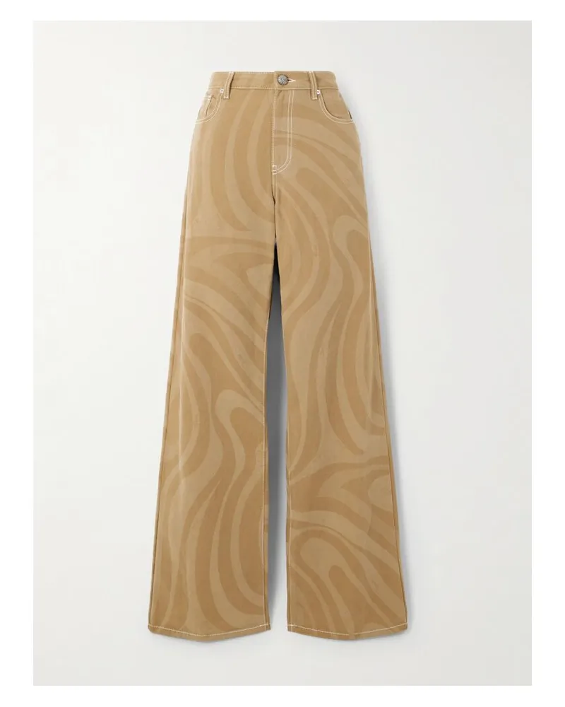 Emilio Pucci Hose Mit Weitem Bein Aus Bedrucktem Baumwoll-canvas - Neutral Neutral