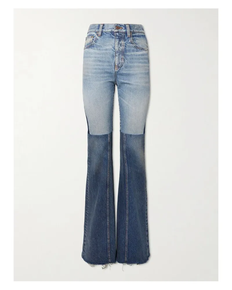 Chloé Halbhohe Schlagjeans In Patchwork-optik - Blau Blau