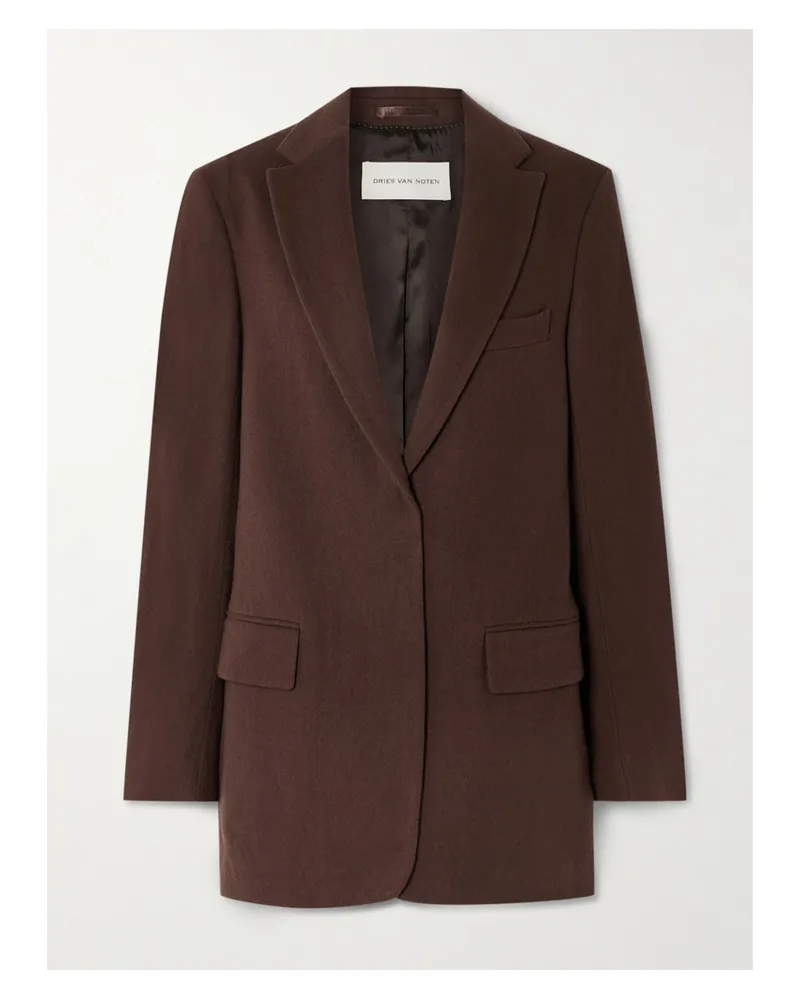 Dries van Noten Blazer aus Gebürstetem Twill aus einer Wollmischung Braun