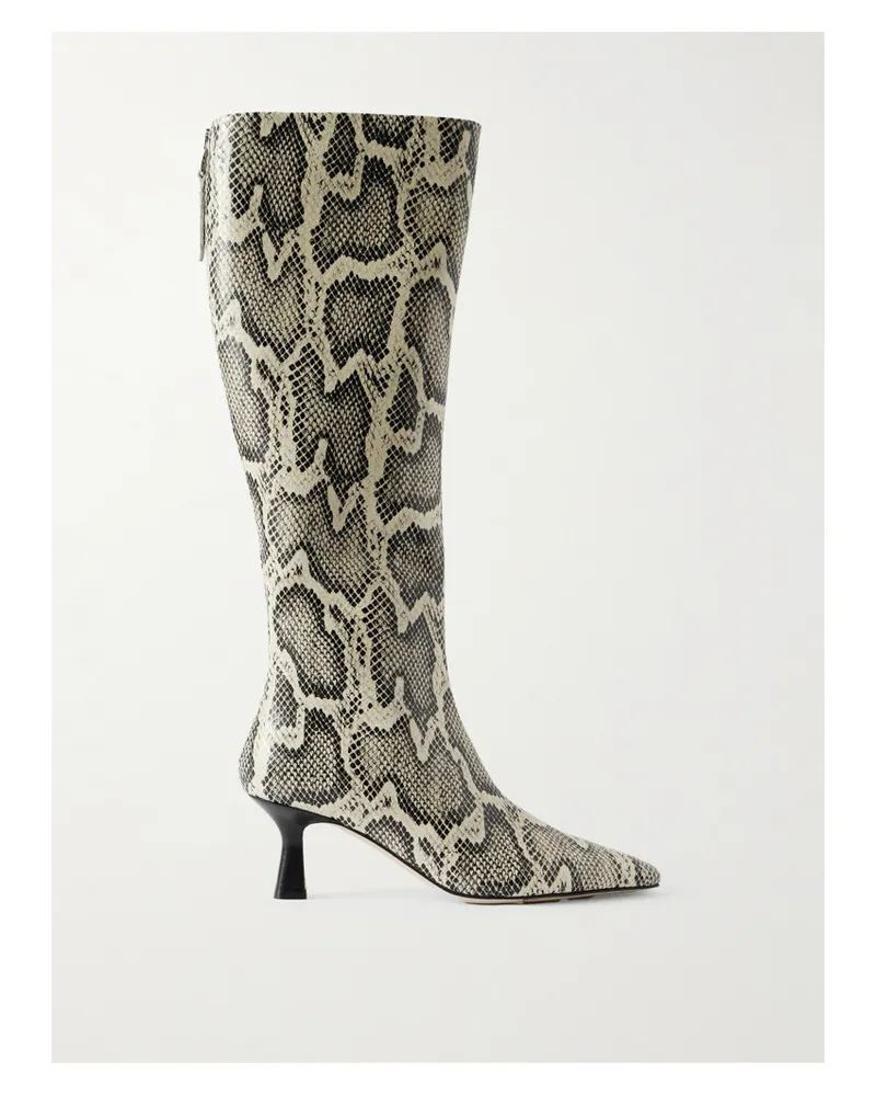 aeyde Klea Kniehohe Stiefel Aus Leder Mit Schlangeneffekt - Animal-Print Animal-print