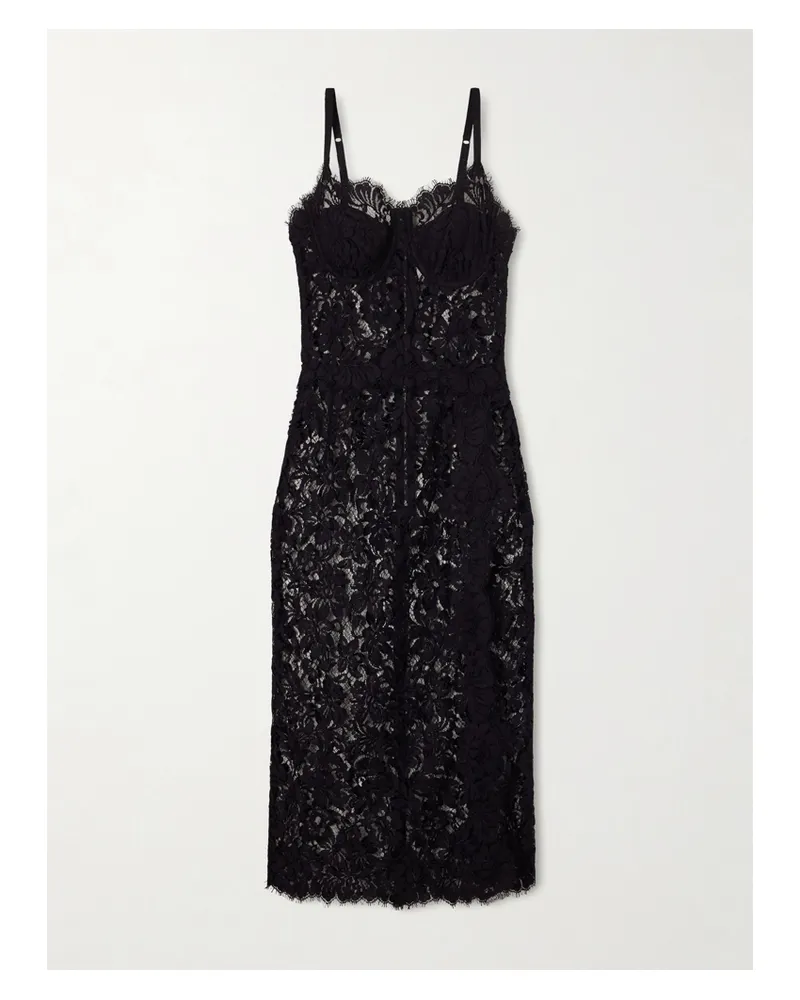 Dolce & Gabbana Lace Midi Dress - Black Black