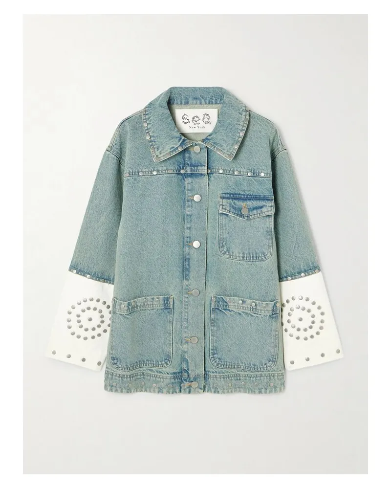 Sea Liam Zweifarbige Jeansjacke Mit Nieten - Blau Blau