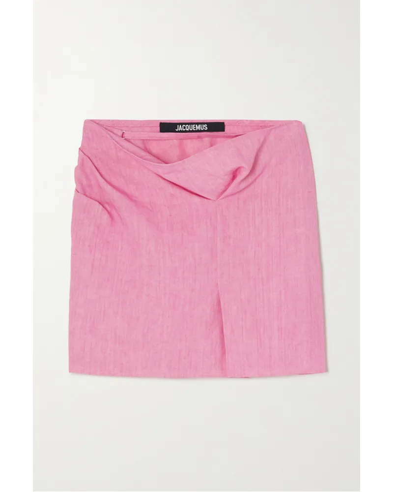 Jacquemus Minirock aus Leinen mit Cut-out Pink