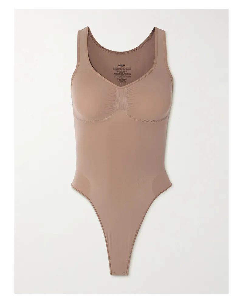 SKIMS Seamless Sculpt Scoop Neck Thong Bodysuit – Sienna – Body Braun