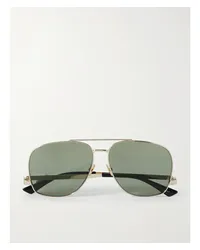 Saint Laurent Leon Oversized-pilotensonnenbrille aus farbenem Metall Gold