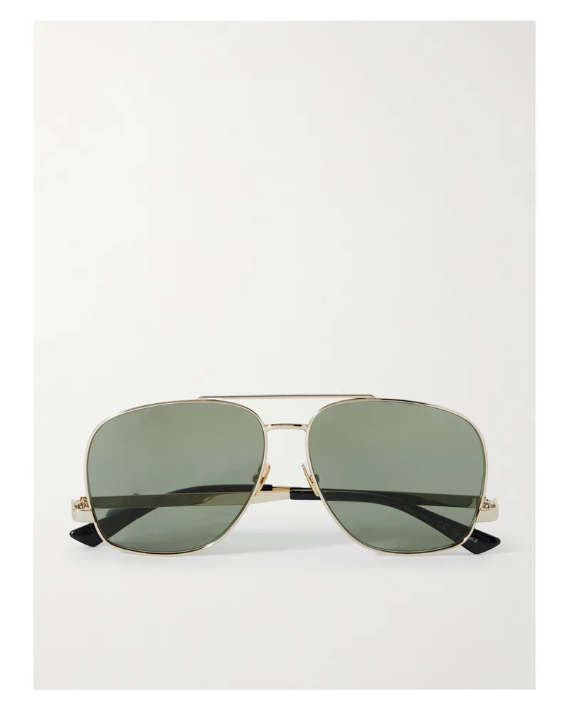 Saint Laurent Leon Oversized-pilotensonnenbrille aus farbenem Metall Gold