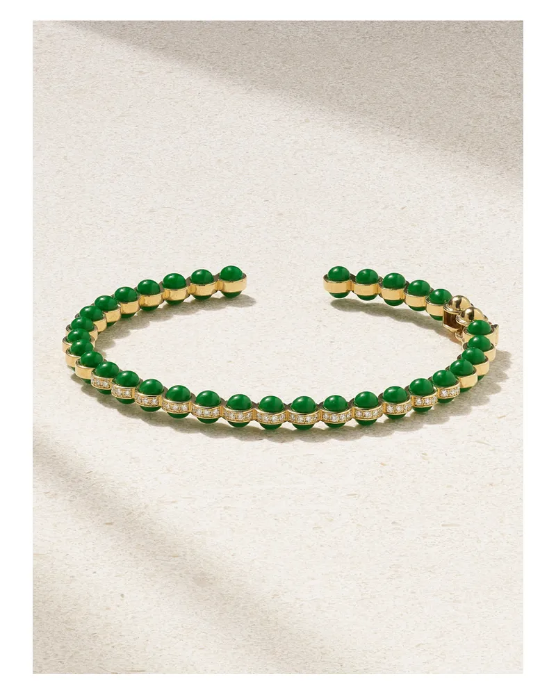 L’Atelier Nawbar The Chlorine Armspange Aus 18 Karat Gold Mit Emaille Und Diamanten - Grün Grün