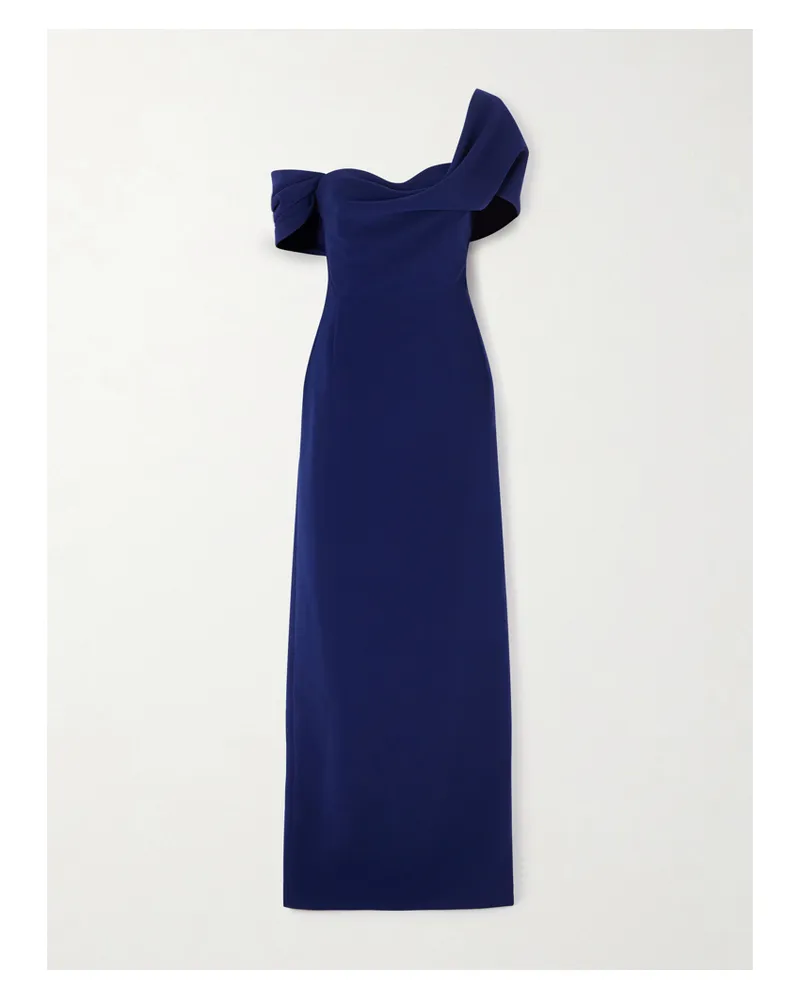 Carolina Herrera New York Draped Off-the-shoulder Crepe Gown - Blue Blue
