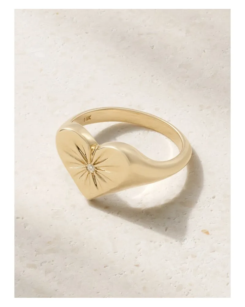 Marlo Laz Love Token Ring Aus 14 Karat Gold Mit Diamant Gold