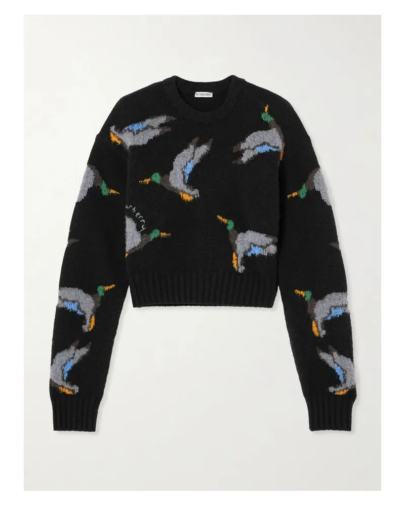 Burberry Pullover Aus Wolle Mit Intarsienmuster - Schwarz Schwarz