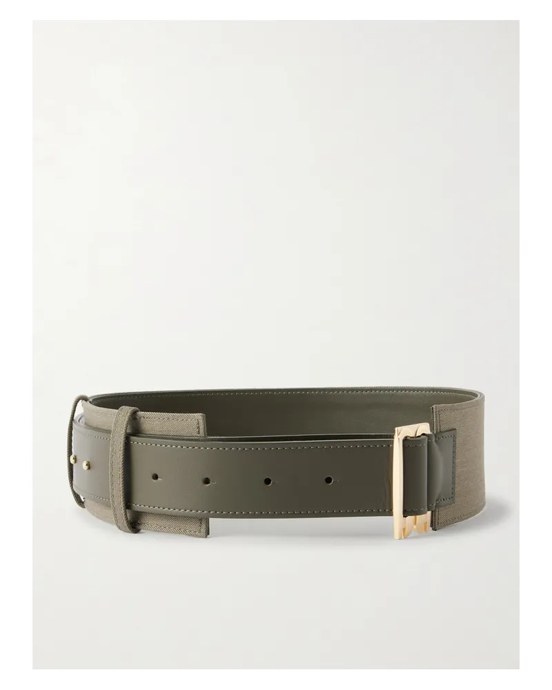 Victoria Beckham Leather And Twill Waist Belt - Green Green