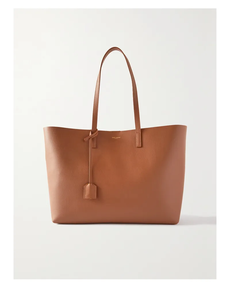 Saint Laurent East West Large Leather Tote - Brown Brown