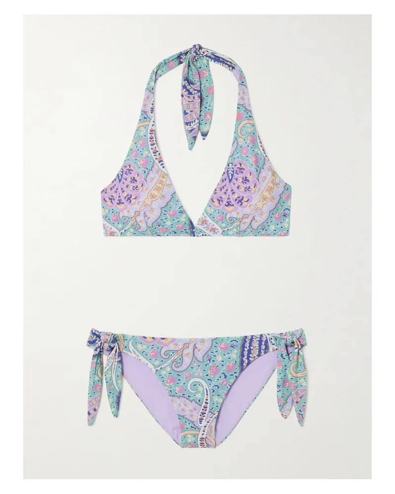 Etro Neckholder-bikini Mit Paisley-print - Blau Blau