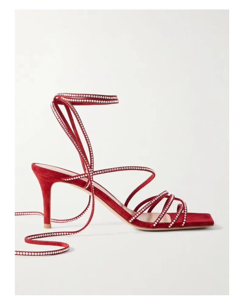 Gianvito Rossi 75 Sandalen Aus Veloursleder Mit Kristallen - Rot Rot