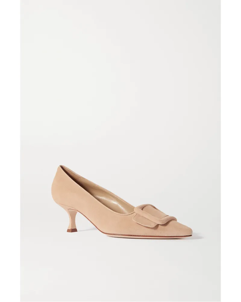 Manolo Blahnik Maysale 50 Pumps aus Veloursleder Neutral