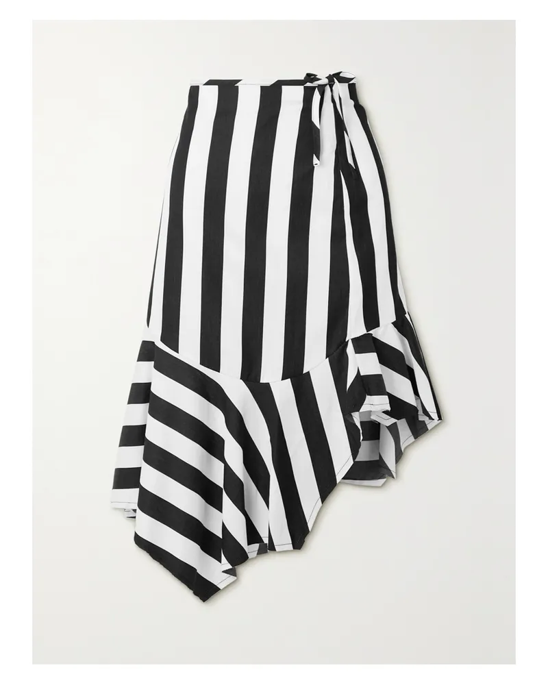 Marques ' Almeida Asymmetrischer Midirock Aus Gestreiftem Baumwoll-voile - Weiß Weiß