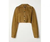 Sue Cropped Suede Jacket - Brown