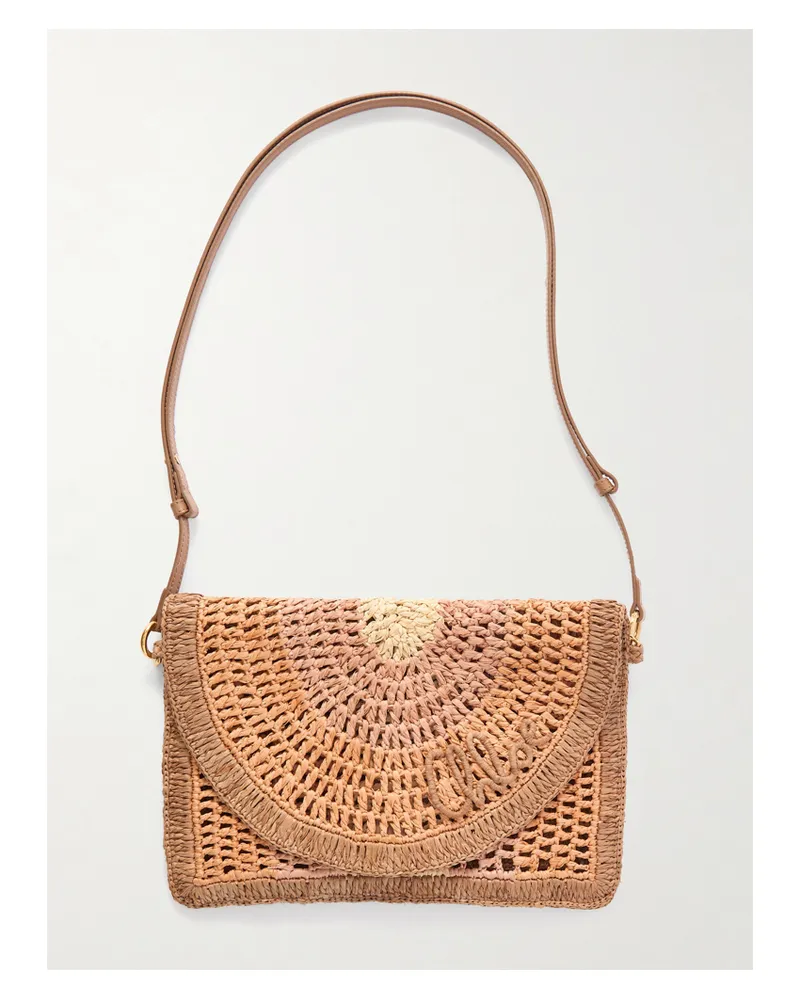 Chloé Embroidered Raffia Shoulder Bag - Neutrals Neutrals